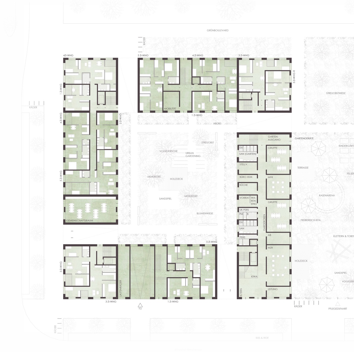 WBW Wohnungsbau und KiTa Bayernkaserne WA5, München - 4 WBW Wohnungsbau und KiTa Bayernkaserne WA5, München - 4